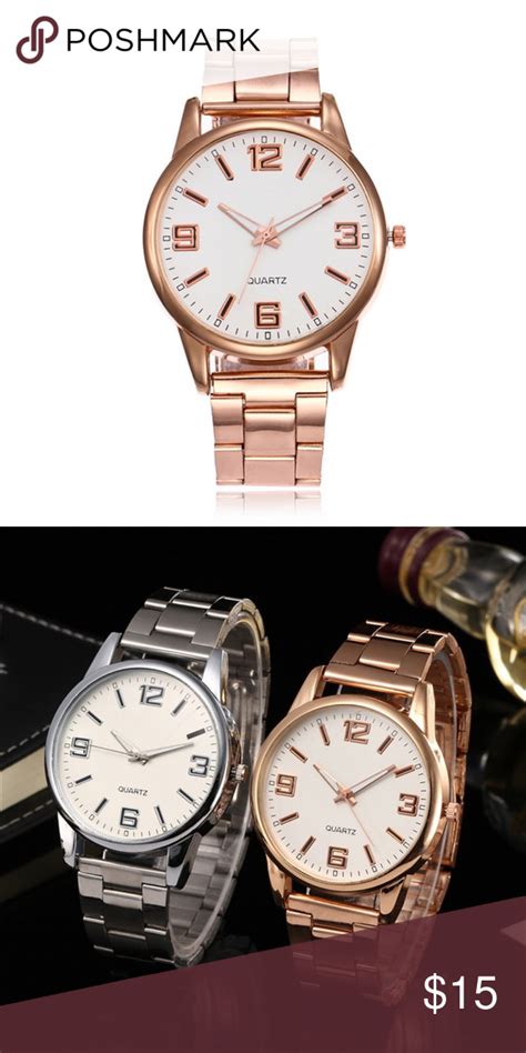 rose gold watch with numbers.